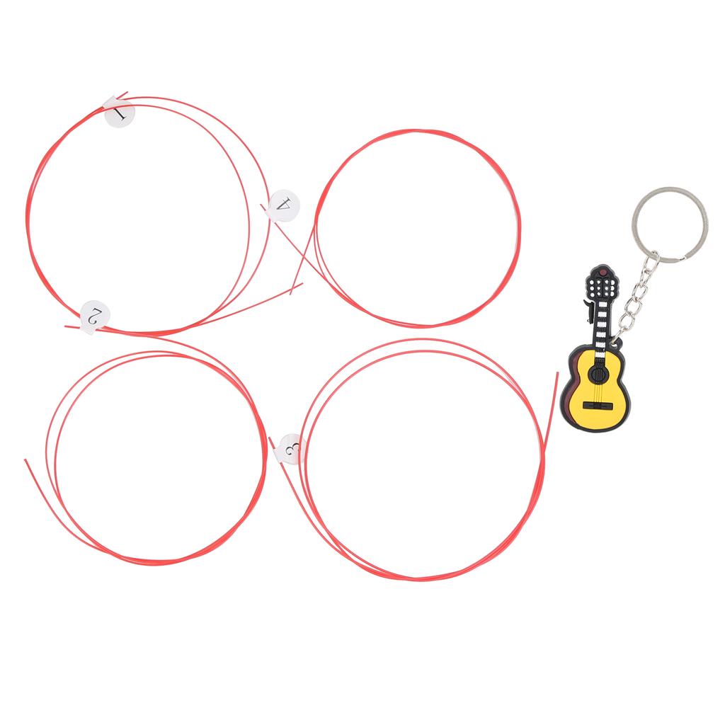 4Pcs Guitar Strings Carbon 4‑String Universal Set Ukulele Musical Instrument AccessoriesRed