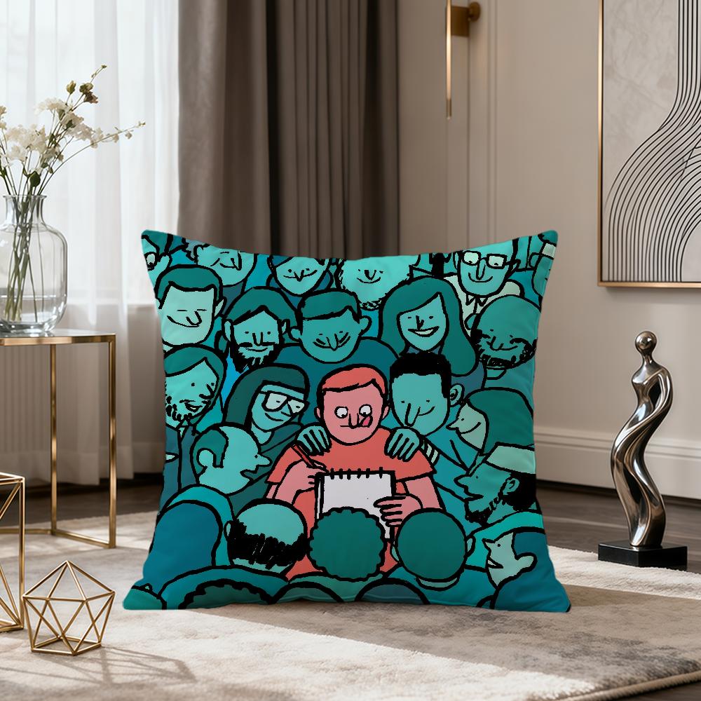 Art Design JJean JJullien Fun cushion cover soft Comfort Pillowcase for Sofa nap Living Room party Home pet Decor Pillowcover