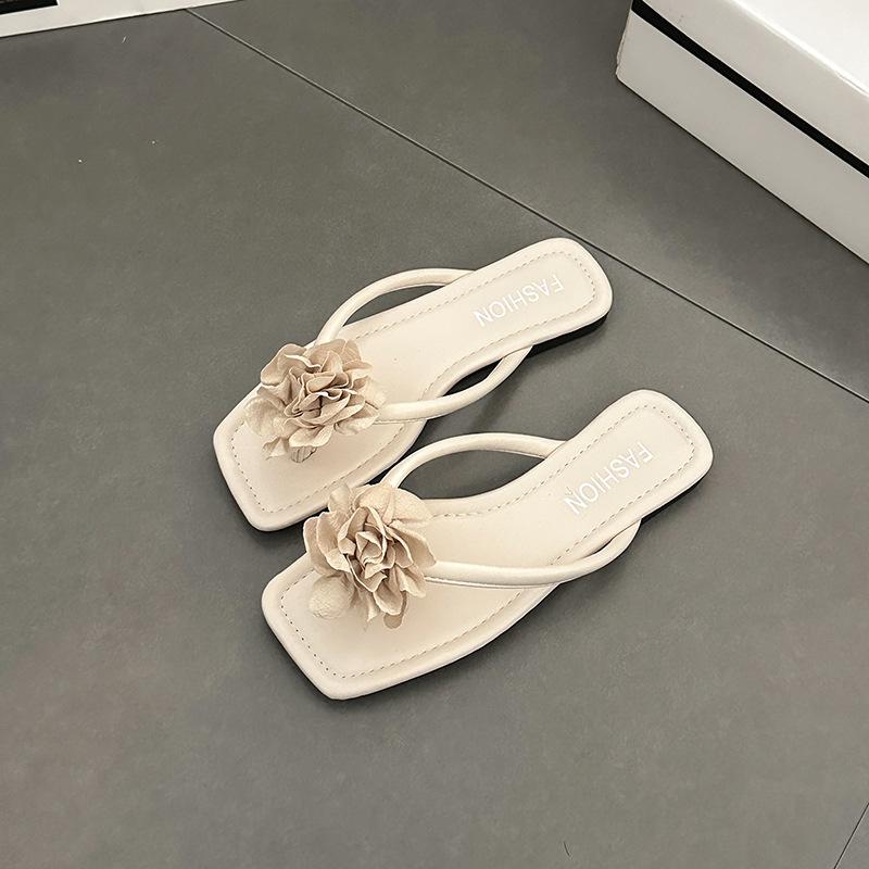 Новая приморская пляжная обувь Корейская версия женской летней моды плоская подошва простые однотонные жемчужные шлепанцы обувь универсальная