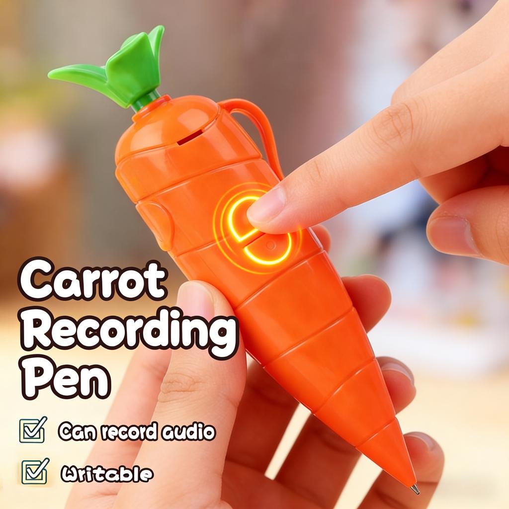 Carrot Voice Recorder Electronic Sound Toy 2 In 1 Multifunctional Novelty Sound Recorder Can Write Graffiti Ballpoint Pen