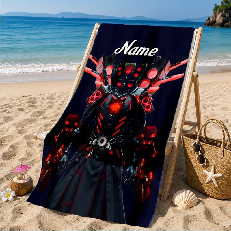 Custom Name Toilet Heart In Space Adventure Microfiber Beach Towel, Lightweight for Summer Travel, Swimming Pool Fan Gift