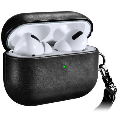 Чехол EUKUS для AirPods Pro (выпуск 2019 г.), кожаный чехол для AirPods, полная зарядка при видимом светодиоде, беспроводная зарядка, легко, включает ремешок (Только в октябре)