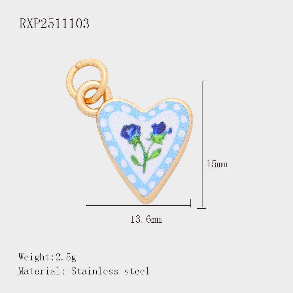 Garden Series Designs of Hand Painted Designer Pendants for DIY Jewelry Making 18K Gold Plated Stainless Steel Charms