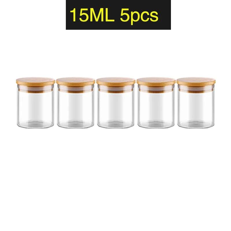 5/10/12/20/24pcs Transparent Glass Bottles Jars Vials Terrarium with Bamboo Lids for Art Crafts Wedding Favors 30*40mm 15ml
