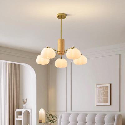 Современная минималистичная кремовая люстра-фонарь в форме тыквы для гостиной, столовой или спальни