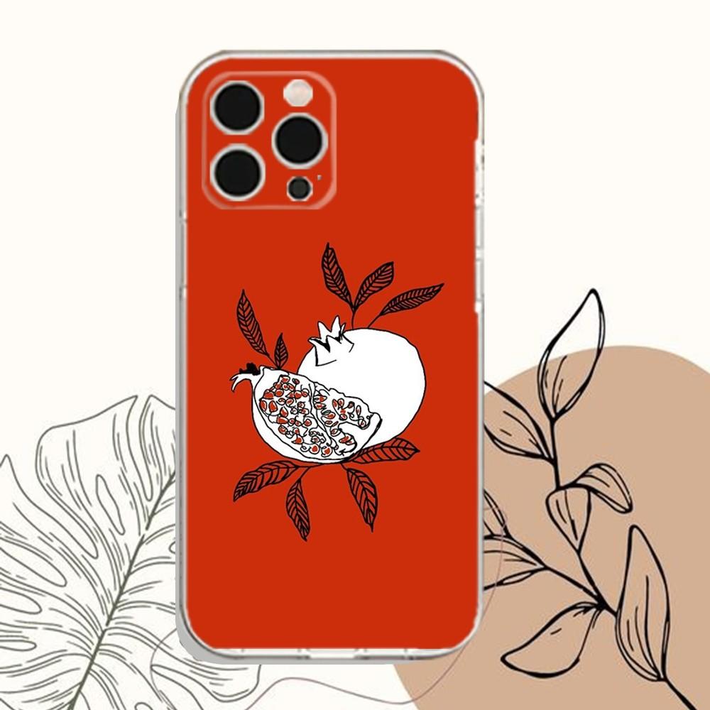 Красный Фруктовый Гранат Чехол для Телефона Для iPhone Apple 15,14,13,12,Мини,11,Про,Макс,Плюс,X,XR,XS,8,SE,2020,Плюс Прозрачная Крышка
