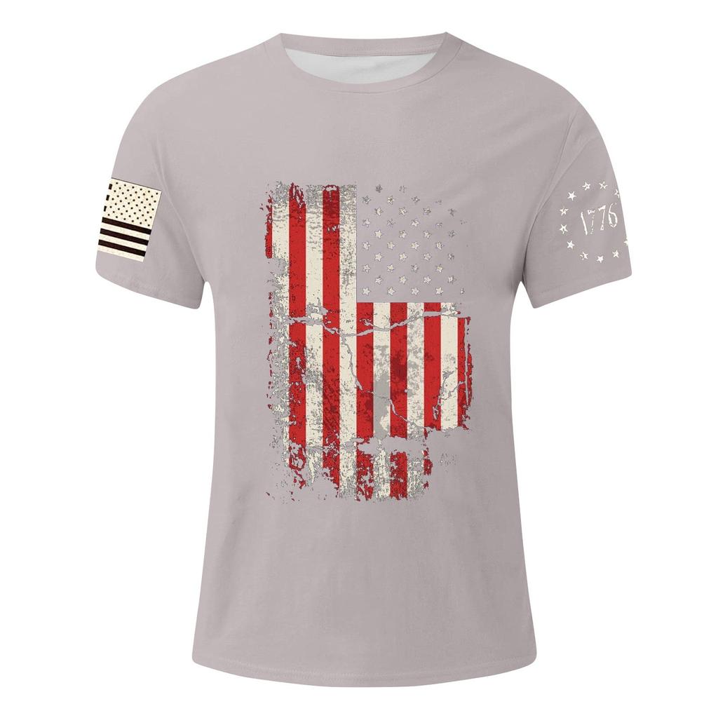 Мужская футболка с принтом ко Дню независимости, мужской свободный повседневный топ с короткими рукавами