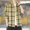 Профессиональная рубашка, винтажная рубашка в клетку с градиентом и длинным рукавом, мужские повседневные топы, модная рубашка