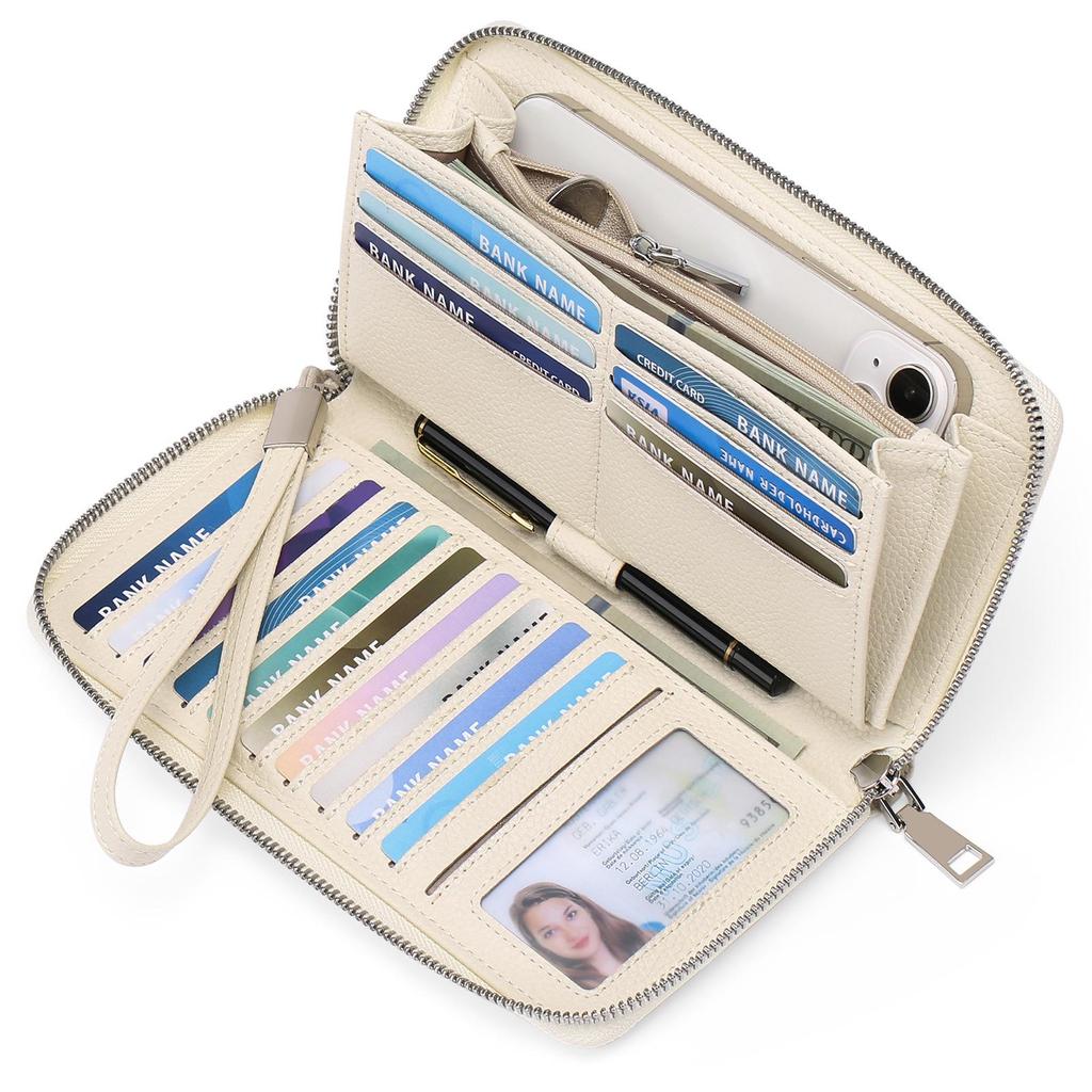 Женский кошелек из искусственной кожи с защитой от кражи RFID, большой вместимости, длинный и стильный, с несколькими отделениями для карт.