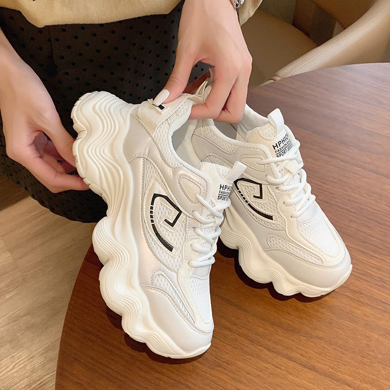 Папины кроссовки Инс Модные Новые Летние Сетчатые Дышащие Кожаные Толстая Подошва Увеличивающие Рост Легкие Повседневные Спортивные Кроссовки Женские