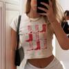 2024 Европейский и американский стиль весна-лето женская одежда INS облегающий крой открытый пупок повседневная мода короткий рукав футболка топ