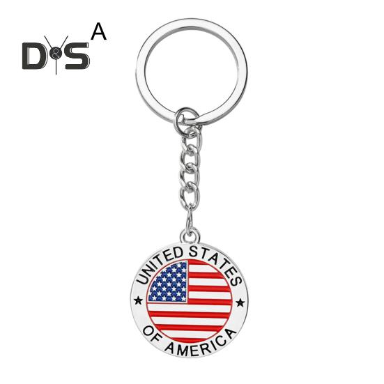 1/4 шт. Сохраните Америку великой снова, брелок в форме креста Богини с узором флага США, металлический брелок для политических энтузиастов