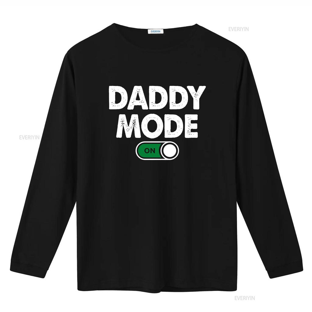 Daddy mode on T Shirt new gift dad fathers day funny for him promoted to vintage Washed Casual fashion Comfortable Breathable