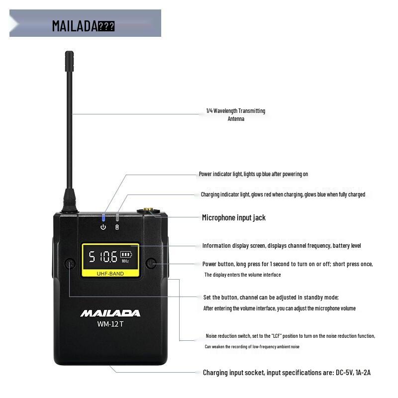 WM12 Беспроводной петличный UHF-микрофон "Маленькая пчела" для интервью
