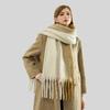 Color Matching Mohair Scarf Women's Autumn and Winter Advanced Sense Thickened Warm Versatile Scarf Simple Versatile Scarf