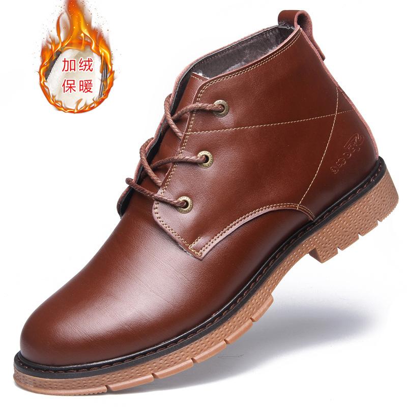 Модные мужские ботинки, зимние теплые мужские ботинки, универсальные мужские кожаные ботинки на шнуровке, деловые ботинки по щиколотку, обувь большого размера fgv5