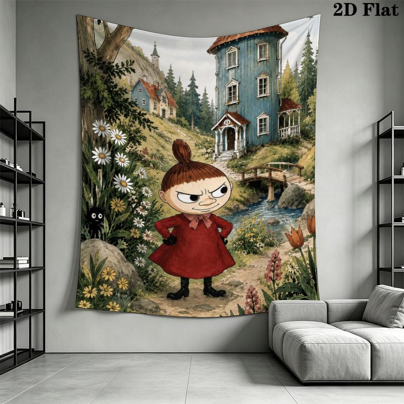 Comet in Moominland Wall Tapestry Aesthetic Wall Hanging Printed Fabric Blanket Decorative Tapestries for Bedroom Living Room Home Decor