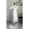 White Pleated Chiffon Hijab Dress