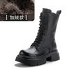 Cowhide Medium Boots Women's Genuine Leather Cotton Short Knight Boots Retro British Style Thick-soled Boots YR-YR1616
