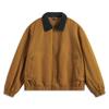 Li-Ning Sports Fashion Series Solid Color Polo Collar Long Sleeve Zipper American Vintage Casual Versatile Jacket Unisex Jacket Gold Brown AJDU321-1