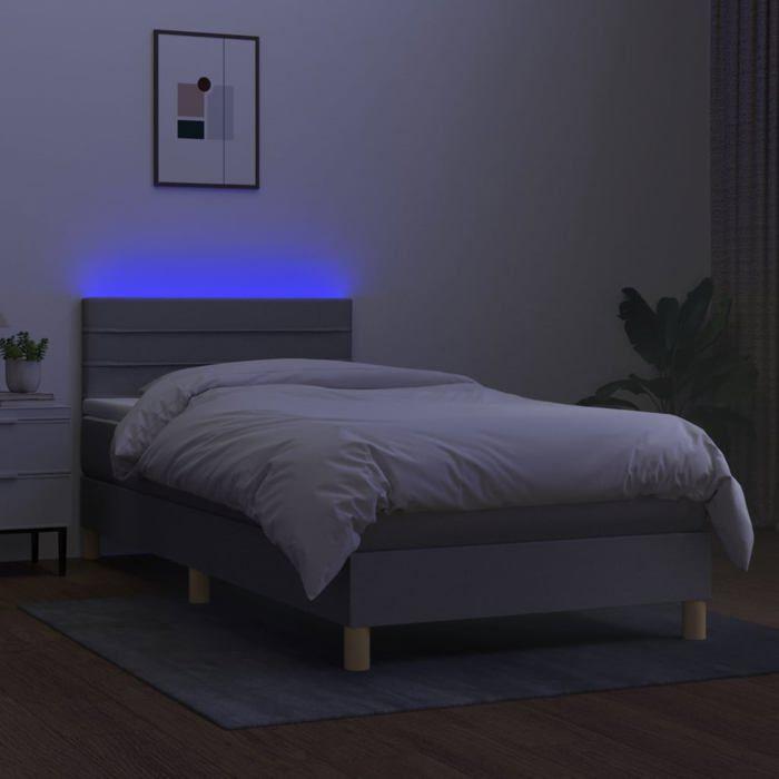 Maison Exclusive - Sommier à lattes de lit avec matelas et LED Gris clair 90x200cm