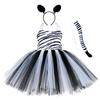 Baby Girls Halloween Cosplay Costume Kids Forest Theme Giraffe Cows Tiger Print Tutu Dress Party