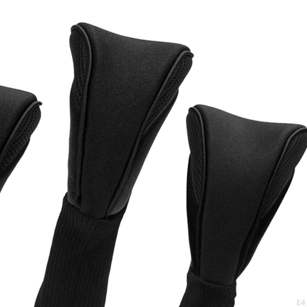 3Pcs Golf Club Head Covers Wood Headcovers with Interchangeable Tag Wear Resistant