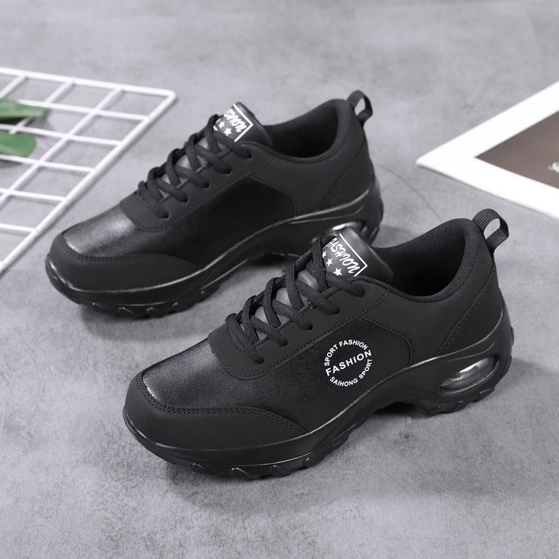 Spring and Autumn Air Cushion Womens Shoes Leather Waterproof Sports Shoes Soft Soled Non Slip Leisure Travel Shoes All Matc