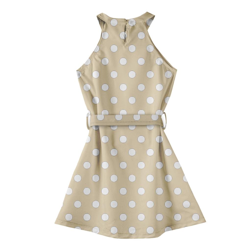 Летнее платье для девочек Платье без рукавов на бретельках Однотонное платье без рукавов с принтом Повседневное платье