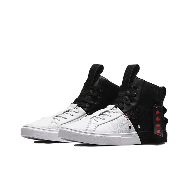 Li Ning Китайский Стиль Серия Su Нескользящие Легкие Высокие Кеды Кроссовки Мужские Пепельно-Черные AGCN311-1