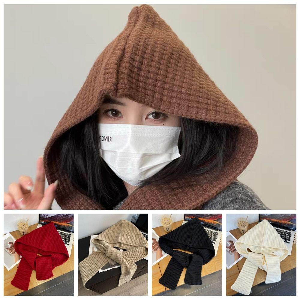 Triangular Knitted Hooded Caps Acrylic Fibres Winter Neckerchief Hat  School