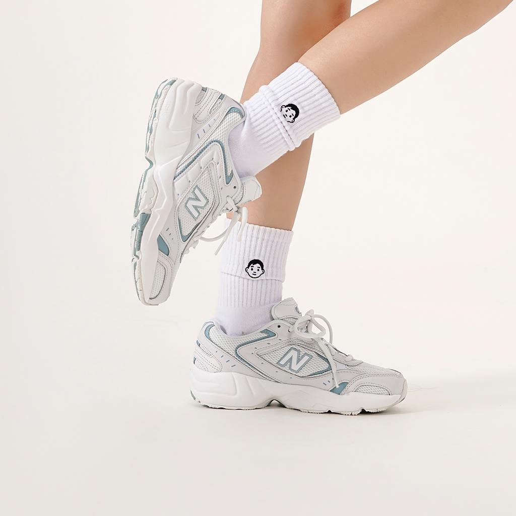 New Balance NB 452 Удобные Универсальные Кроссовки Низкие из Сетки и Синтетической Кожи на Шнуровке Женские кроссовки Белый Синий WX452WO