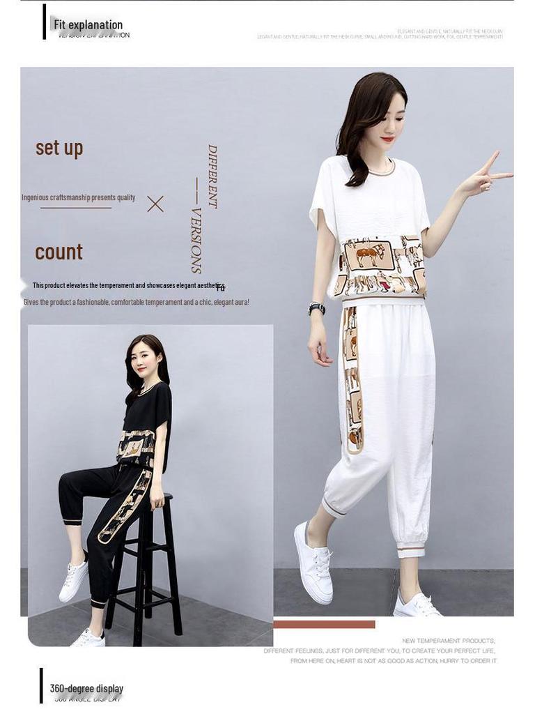 Chic Summer 2022 Women's Slimming Jogger Set - Stylish Age-Reducing Two-Piece Casual Outfit