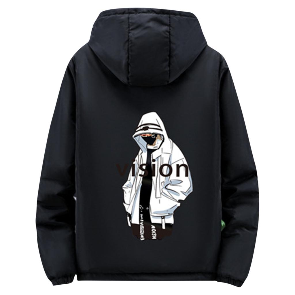 Men's Large Size Autumn Trendy Printed Coat Reversible Jacket