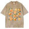 T-shirt Fruit Print Oversized Acid Washed Tee  Retro Punk T-shirt For Women's Adults' 100% Cotton Streetwear