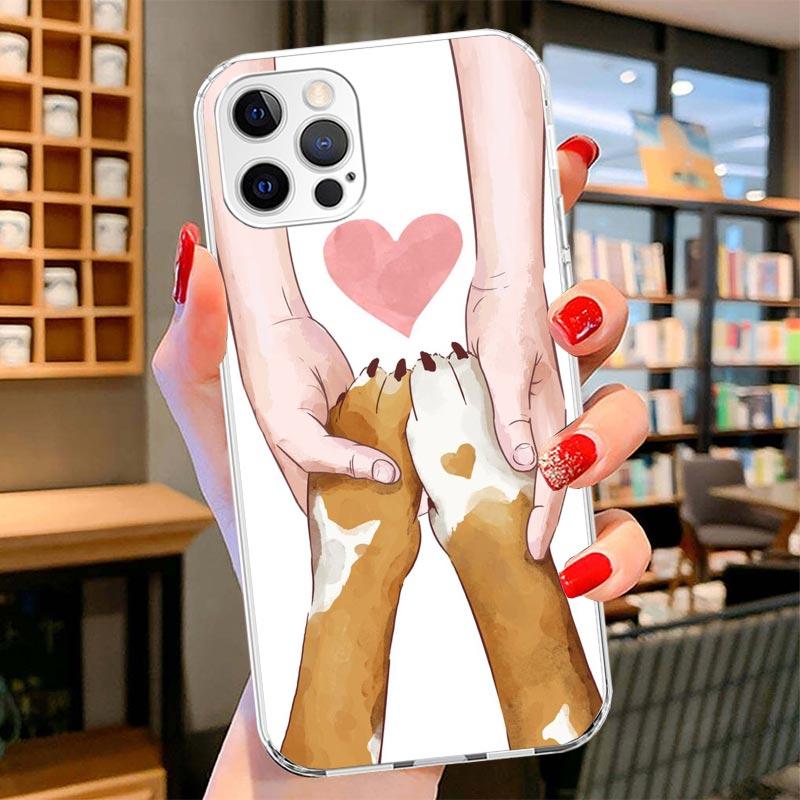 Dog Footprint Paw Cute Cover Phone Case For iPhone 16 17 Air 15 14 Pro Max 16E Phone Case 13 Mini 12 11 7 SE 8 Print Pattern Fit