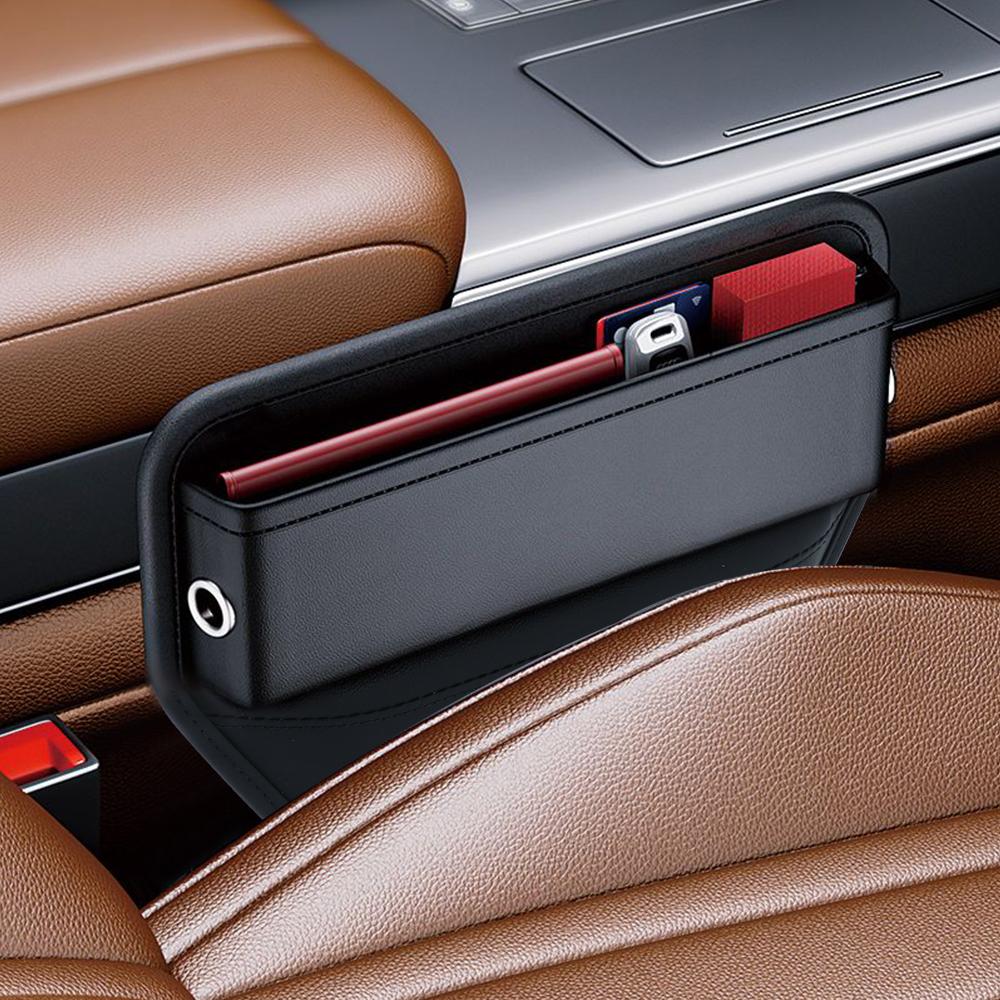 Универсальный органайзер для автомобильного сиденья из искусственной кожи, многофункциональный, с боковым карманом и прорезью, ящик для хранения, аксессуары для интерьера