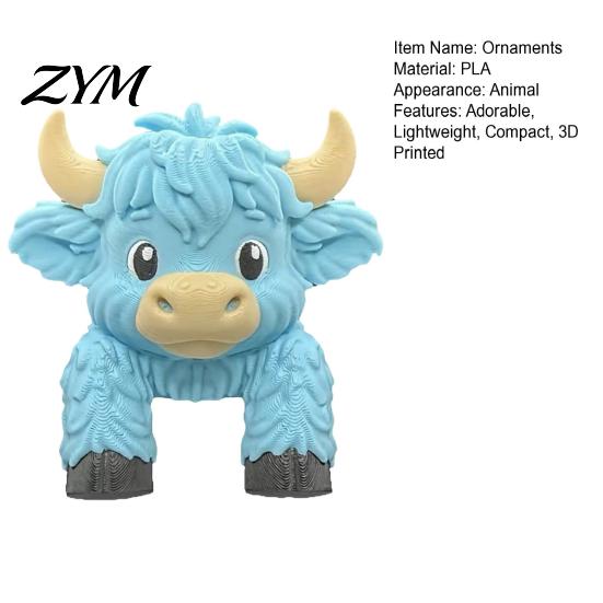 Small Desktop Decor for Workstation Cute Highland Cow Monitor Sitter Decor, 3D Printed Figurine, Fun Unique Office Workspace Gadget Ornament Computer
