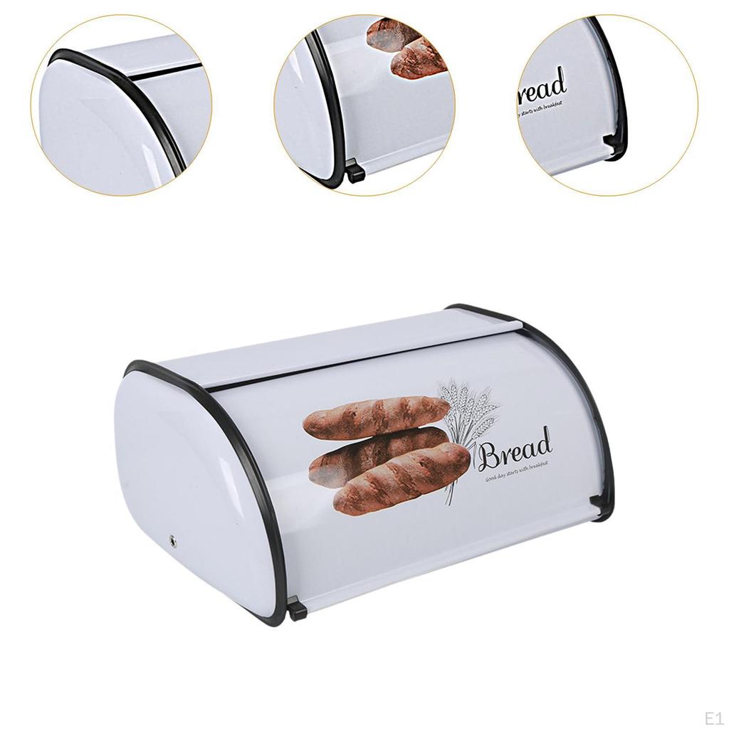 Metal Drum Shaped Bread Box Roll Top Bin for Home Cookies Entrance