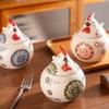 Chicken Seasoning Jar Creative Household Ceramic with Lid and Spoon Underglaze Color Hand-painted Seasoning Jar Moisture-proof