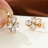 Simple Fashion Crystal Flower Earrings Boho Rose Gold Color Engagement Earrings Mystic Multicolor Zircon Hoop Earrings For Women
