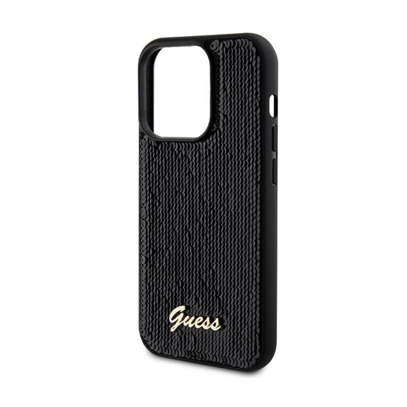Guess Sequin Script Metal - Etui Iphone 13 Pro (Czarny)