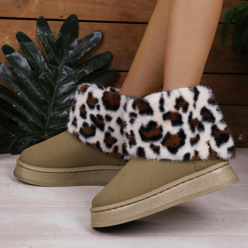 Мода Модные зимние сапоги Leoaprd Fur для женщин из искусственной замши с хлопковой подкладкой на платформе женские зимние нескользящие толстые плюшевые ботильоны