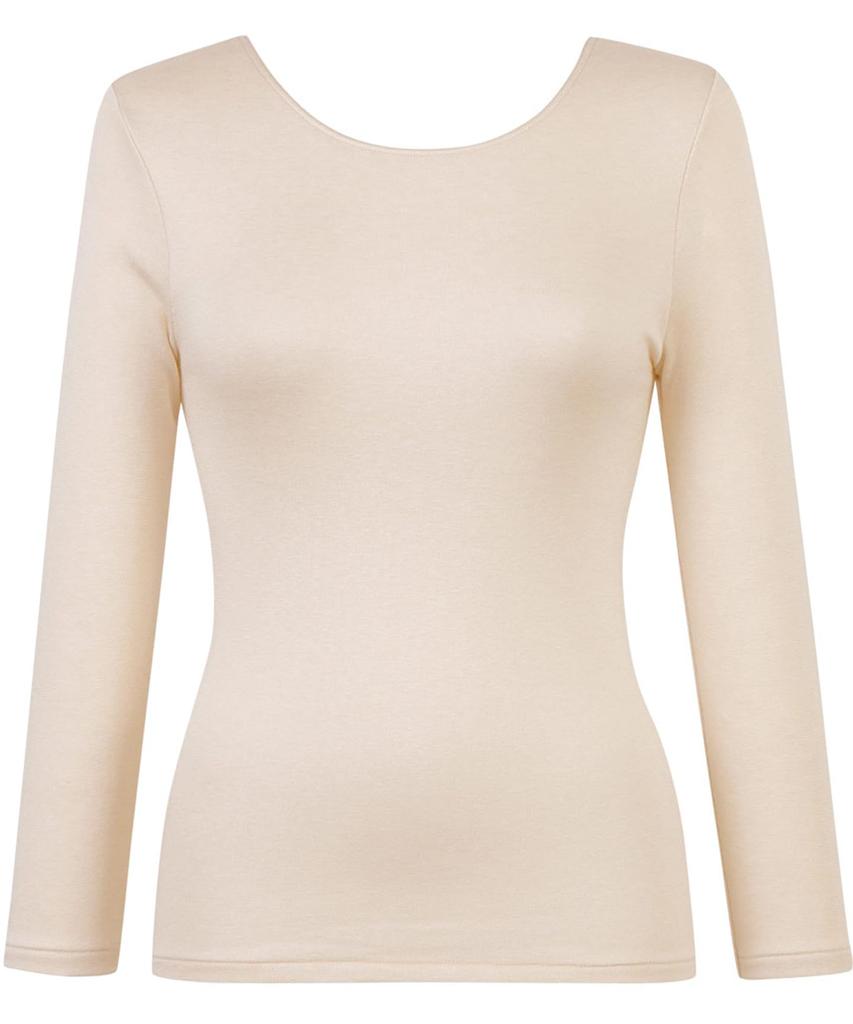 Warm Cotton Fleece Stretchy Comfortable Thermo Narrow BE Wing/Wacoal Women's Innerwear, Blend, Lining, Material, Fit, 3/4 Sleeve, Neck, Autumn/Winter,