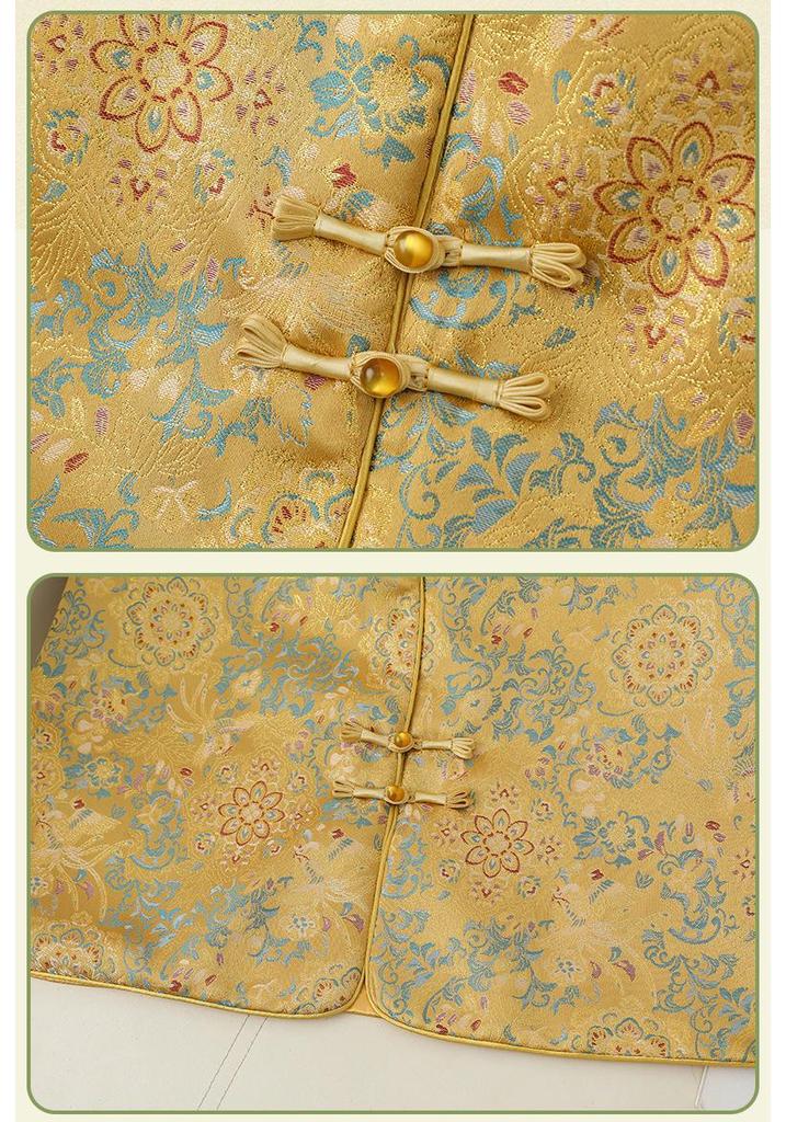 2026 Новый жилет в китайском стиле с жаккардовым узором и круглым вырезом - Верхняя одежда в стиле костюма Тан