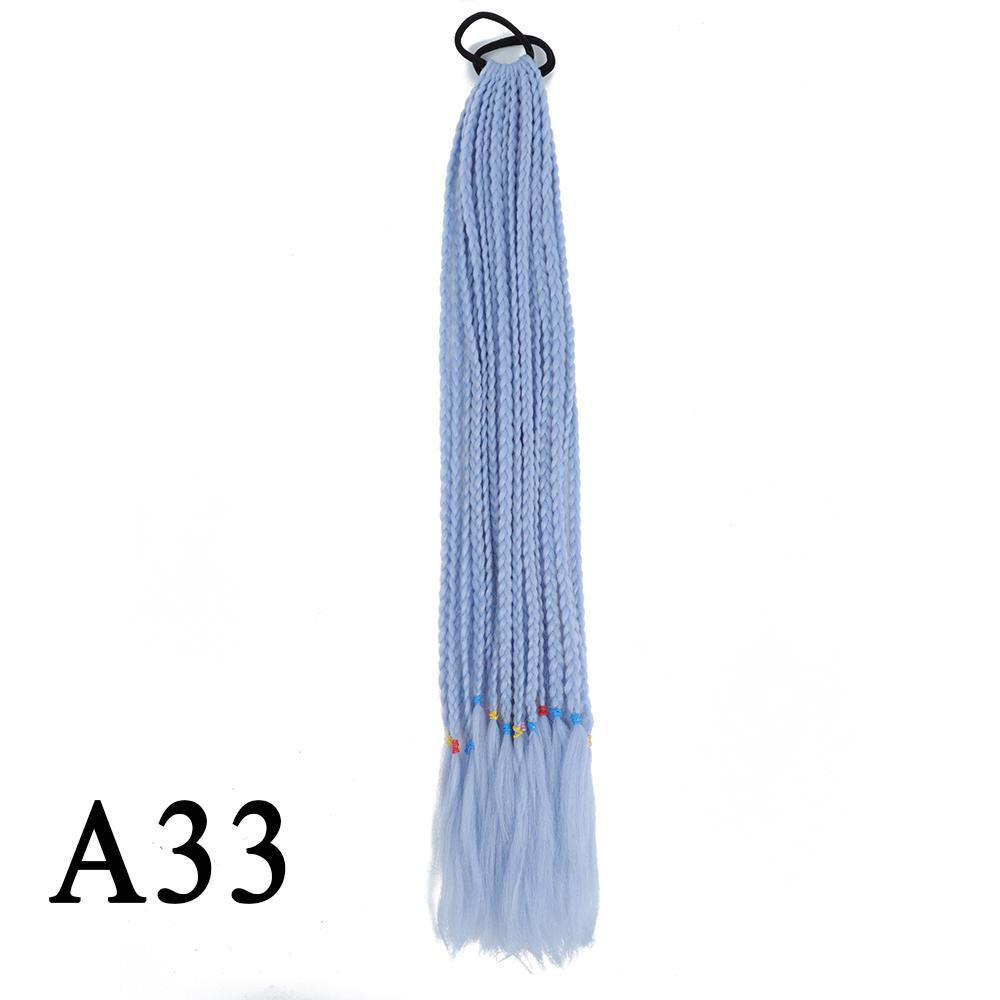 Плетеный хвост с резинкой, черный плетеный хвост ручной работы из термостойкого волокна, шиньоны с конским хвостом для девочек