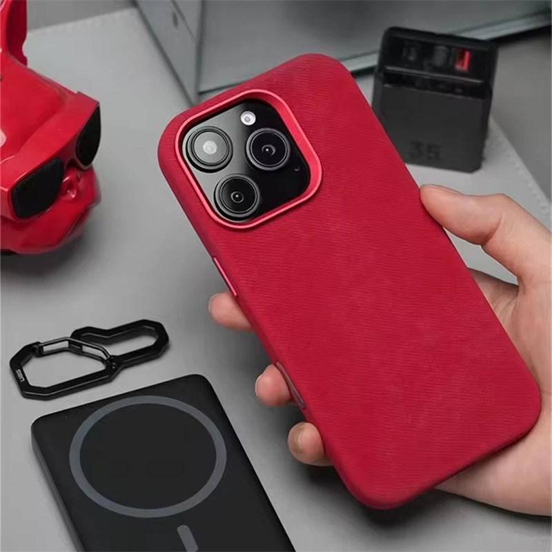 Luxury Fiber Leather Shockproof Case For iPhone 17 Air Pro Max 16 15 14 Plus 13 12 16E For MagSafe Magnetic Wireless Charging Back Cover