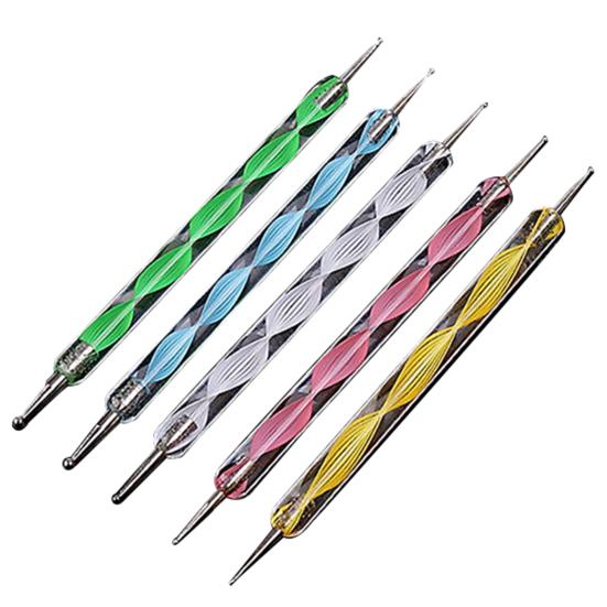 5 Pcs Double Ends Dotting Marbleizing Painting Tool Nail Art Dot Manicure Polish DIY