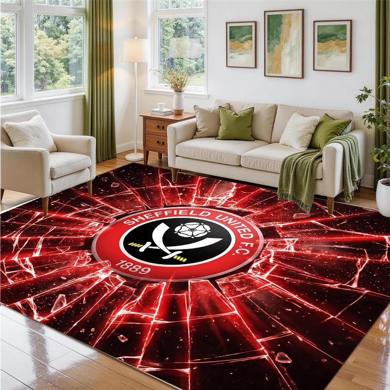 Sheffield United Football Design Crystal Velvet Rug Soft Decorative Mat for Bedroom Entrance
