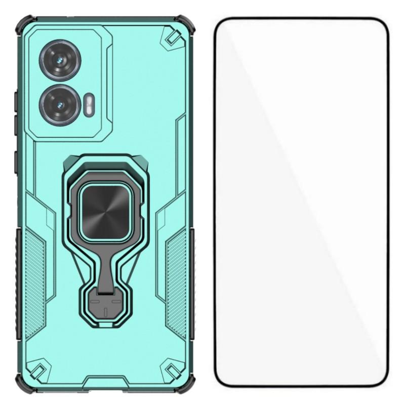 Чехол для телефона Motorola Edge 50 Fusion 5G WANLONFENG PC TPU Задняя крышка Подставка с закаленным стеклом